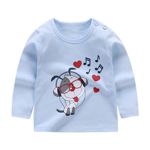 Long Sleeve Tops Cotton Round Neck Tee Shirt