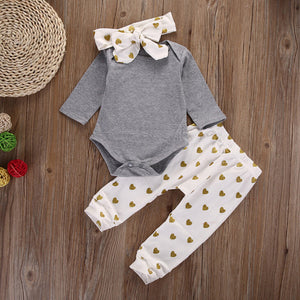 3Pcs Set Cotton T-shirt Pants