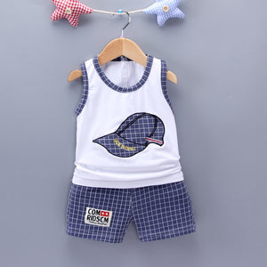 Cute Baby Boy Girl Embroidered Hat Vest Shorts